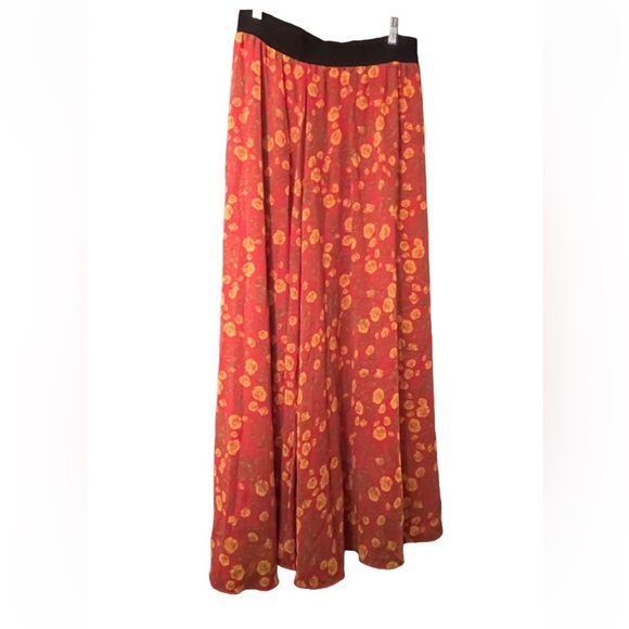 LuLaRoe LUCY Sz Small Skirt Orange Pink Floral Maxi Fully Lined BEAUTIFUL New!! - Picture 2 of 8